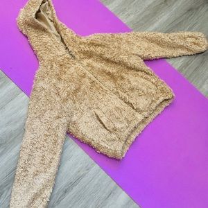 Furry cream colored jacket!